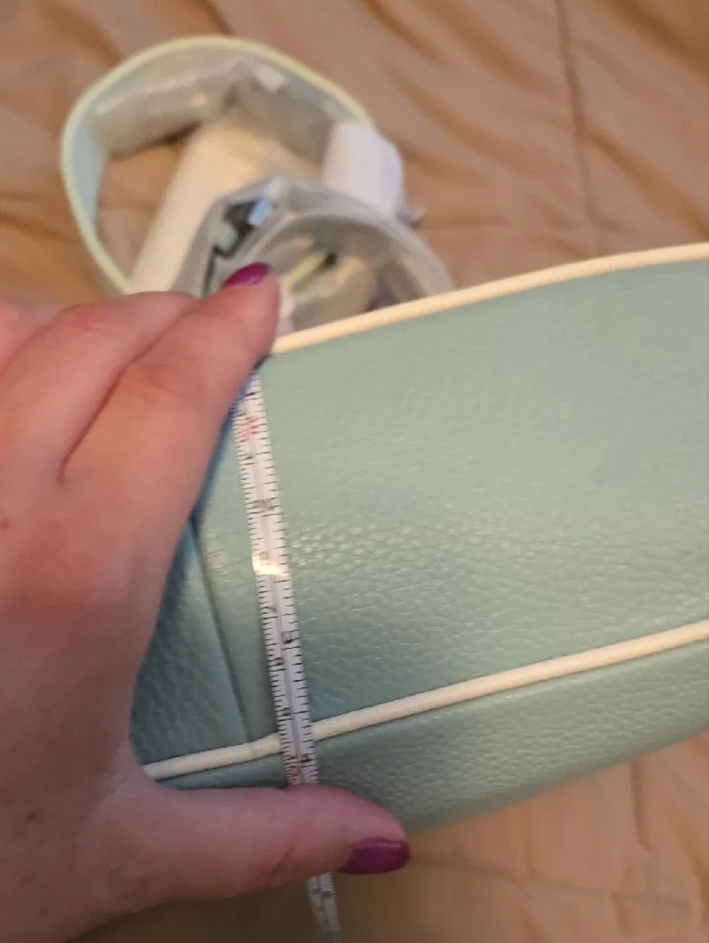 kate spade Mint Green Pebble Leather Shoulder Bag with Cream Trim